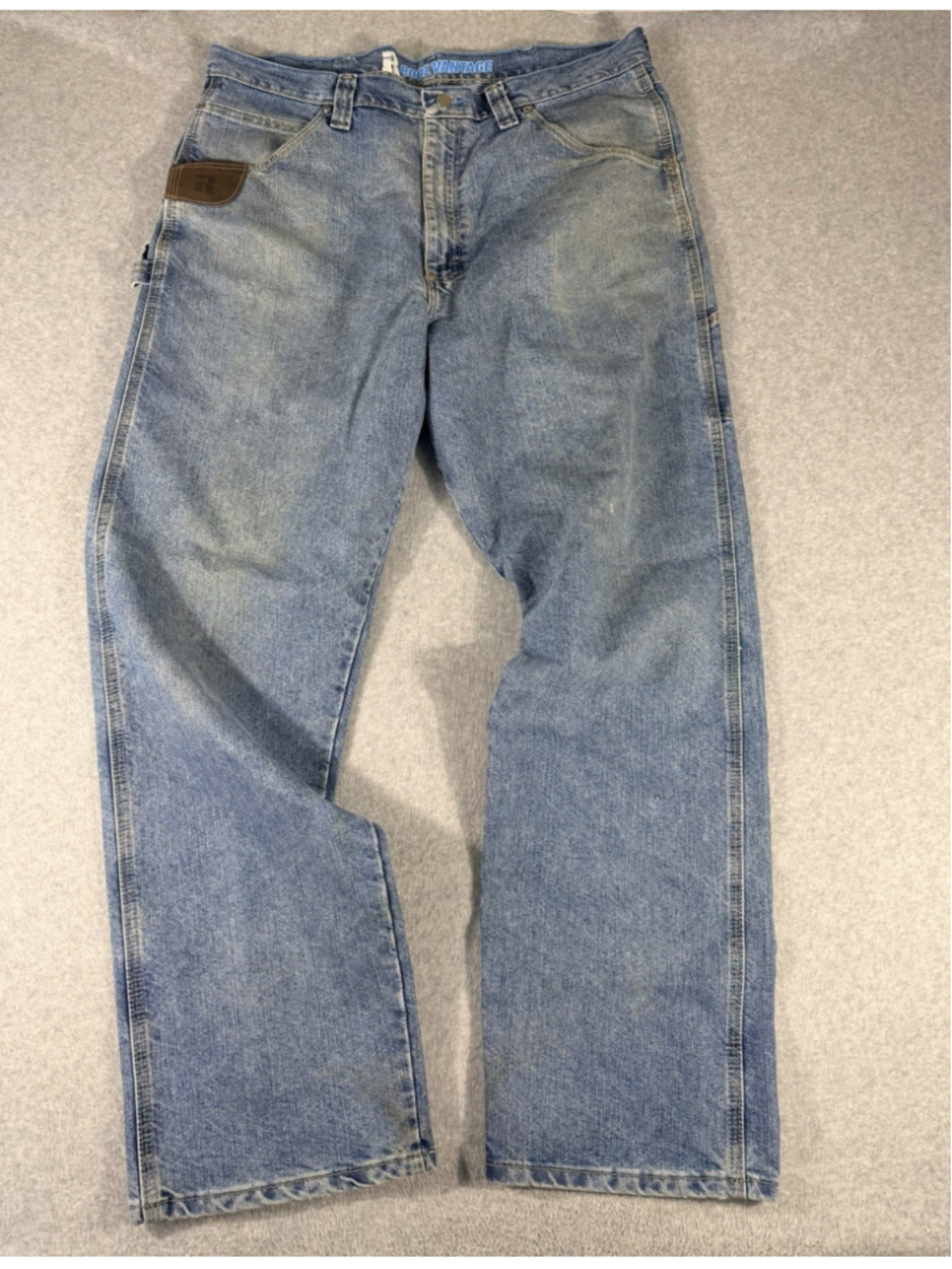 Rustler Cool Vantage Carpenter Jeans Mens 36x32 Relaxed Fit Work Denim Blue